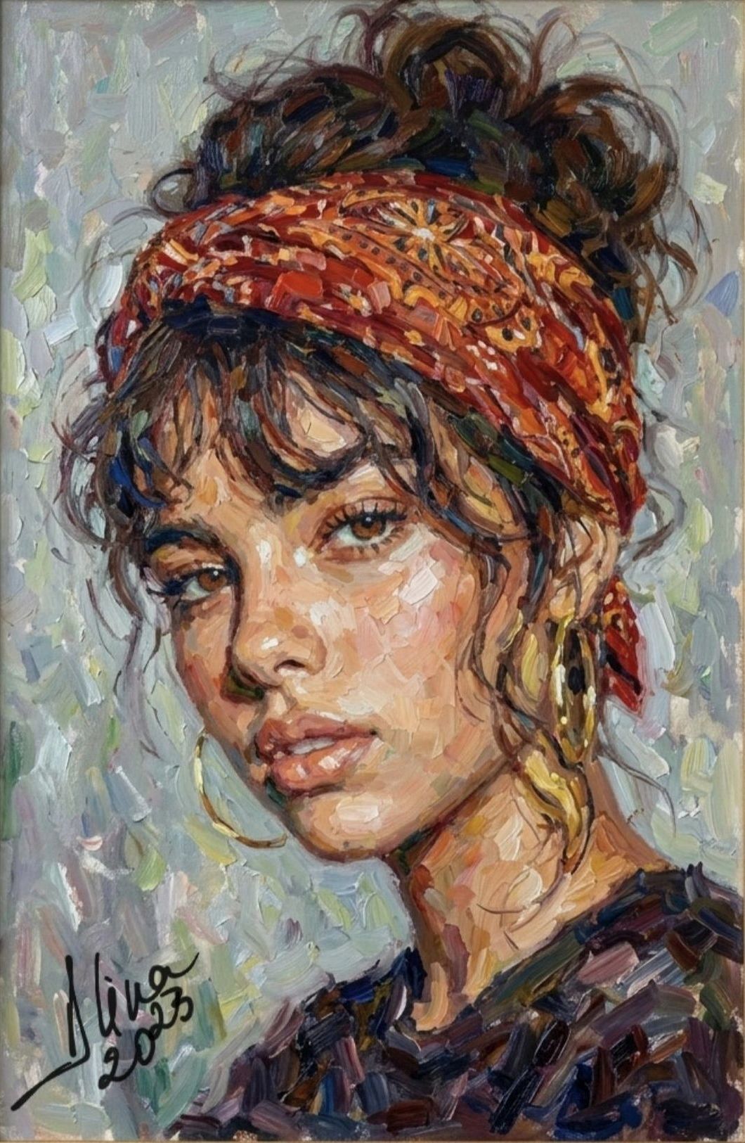 ArteDiAlina.com painting: Orange Bandana